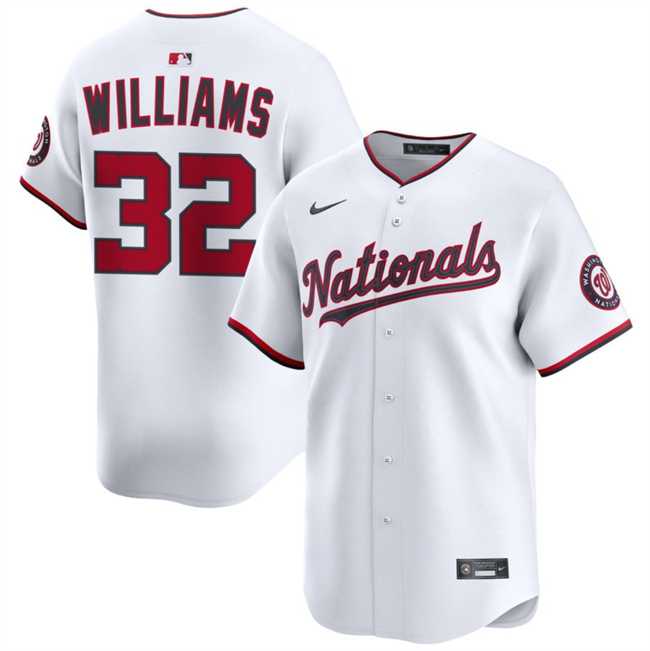 Mens Washington Nationals #32 Trevor Williams White 2025 Home Limited Stitched Jersey Dzhi